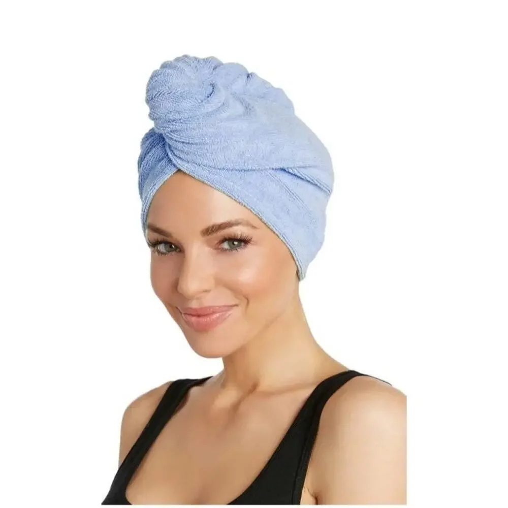 NEW Turbie Twist Microfiber HAIR TOWEL WRAP Women Men Blue Twist & Loop Turban